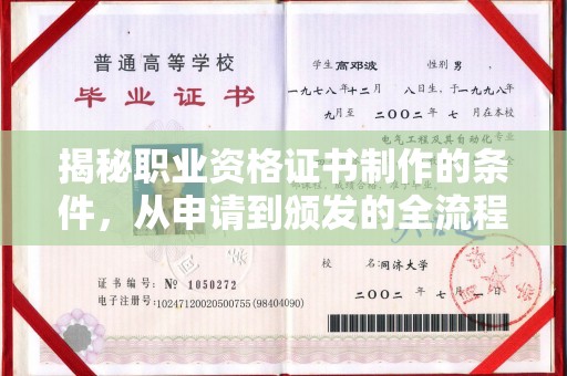 海宁揭秘职业资格证书制作的条件，从申请到颁发的全流程解析